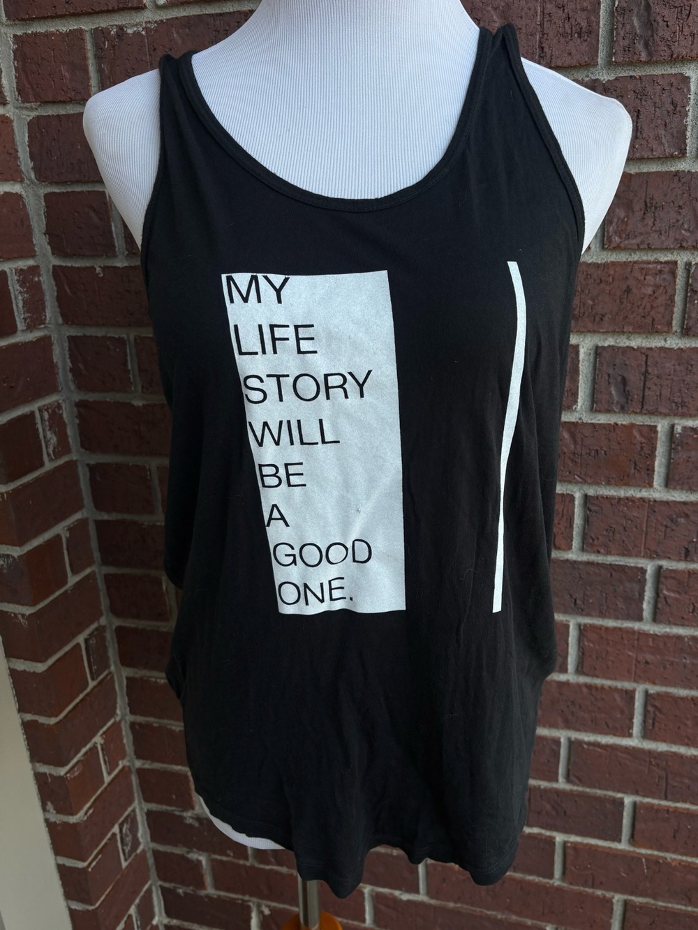 good hYOUman Black Tank with White Inspirational Graphic